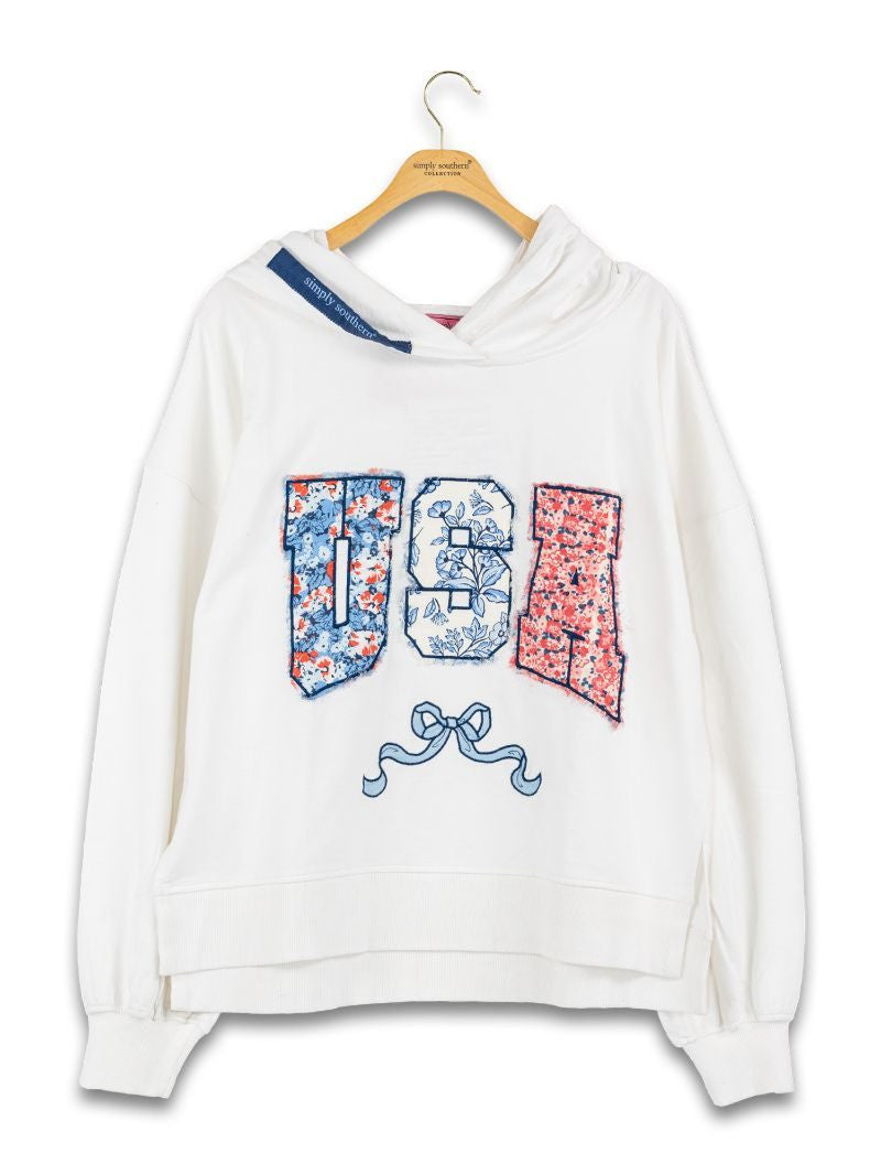 Simply Southern USA Floral Patch Hoodie