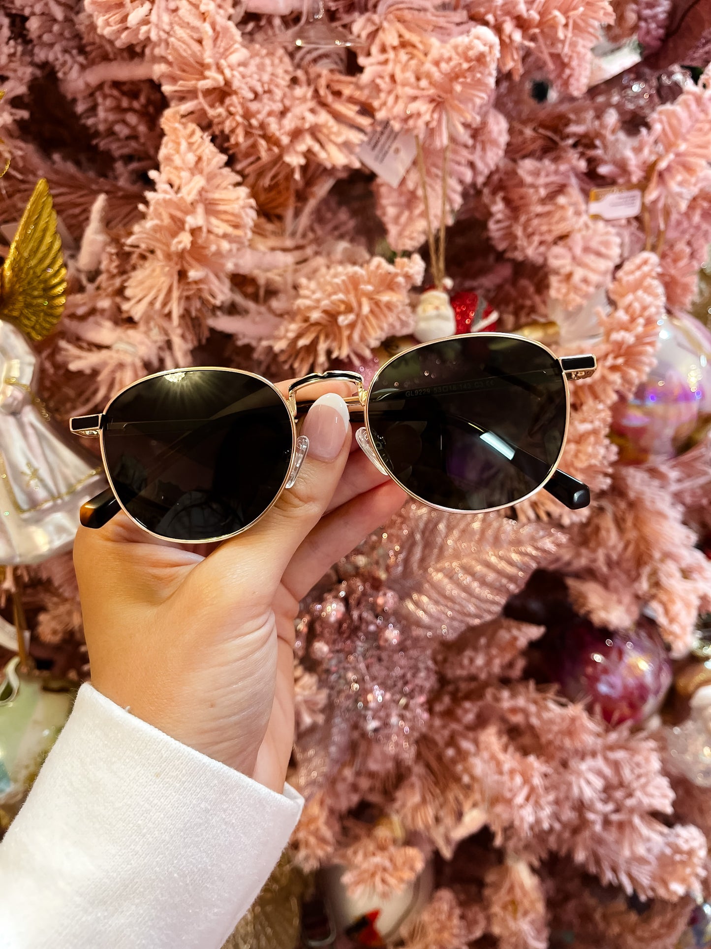 Gold Round Frame Polarized Sunglasses