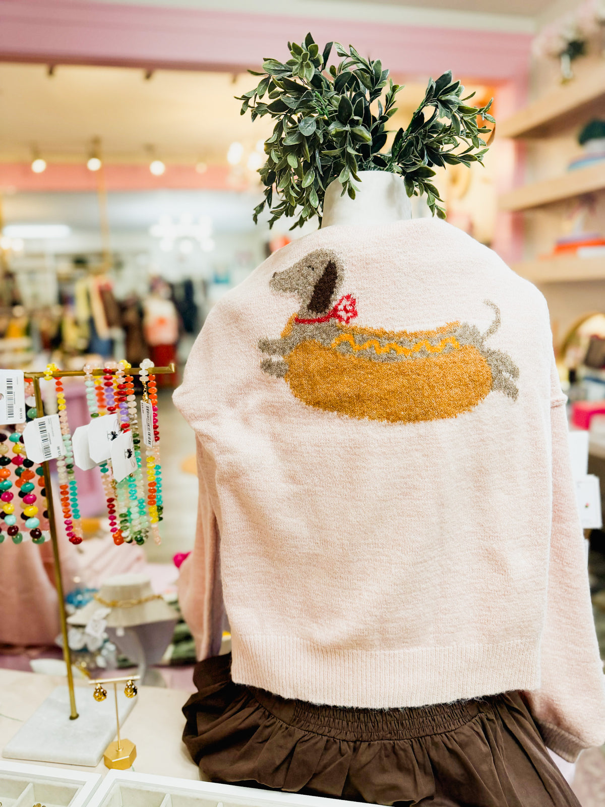Long Story Dachshund Sweater - Blush