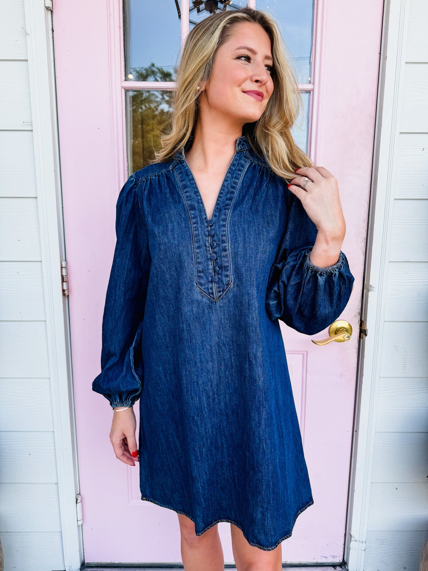 Boot Scootin' Washed Denim Dress - Dark Indigo