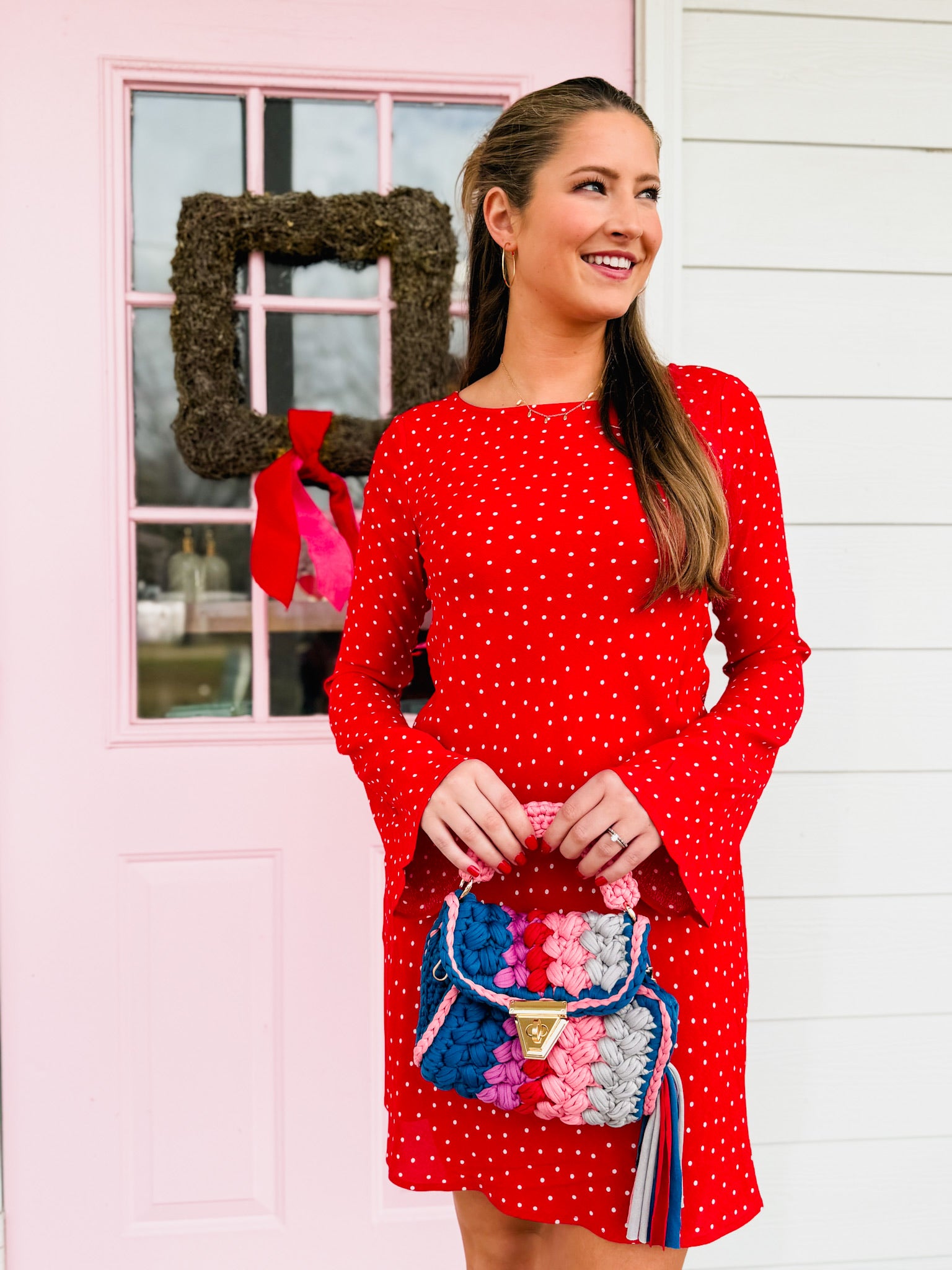 red mini dress boutique Z Supply Campbell Dot Crepe Mini Dress