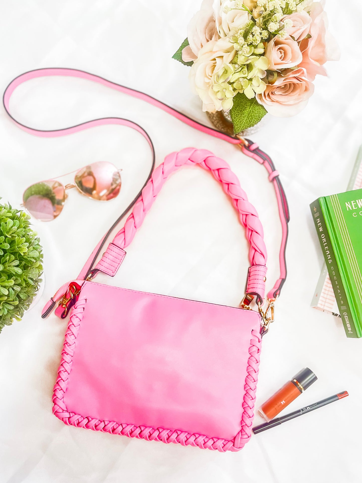 Jen & Co Judith Whipstitch Shoulder Bag - Bubblegum