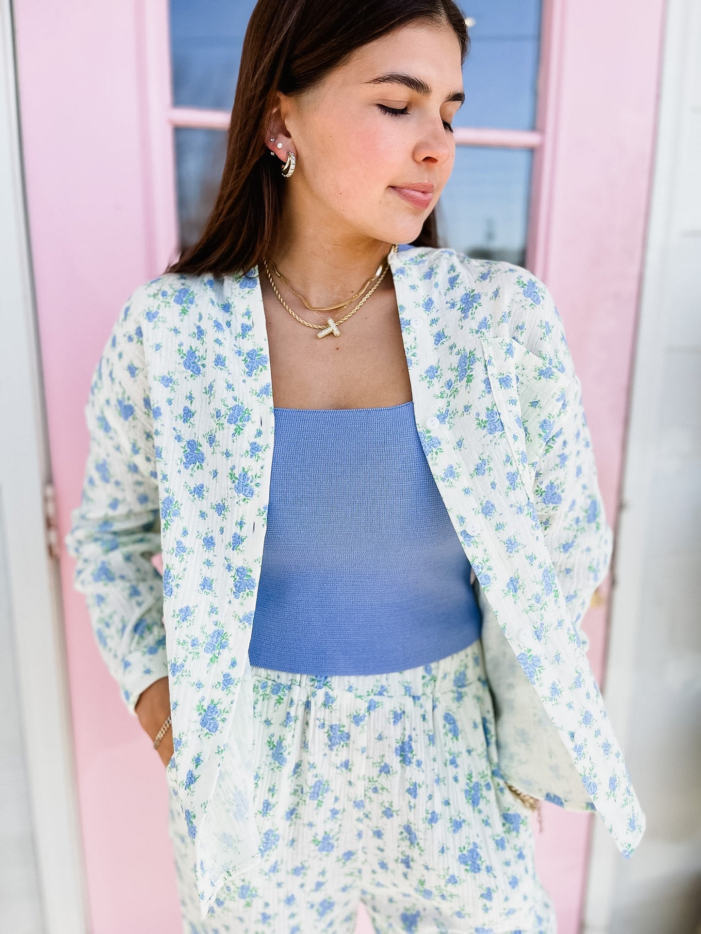 Lucca Floral Gauze Button Down Shirt