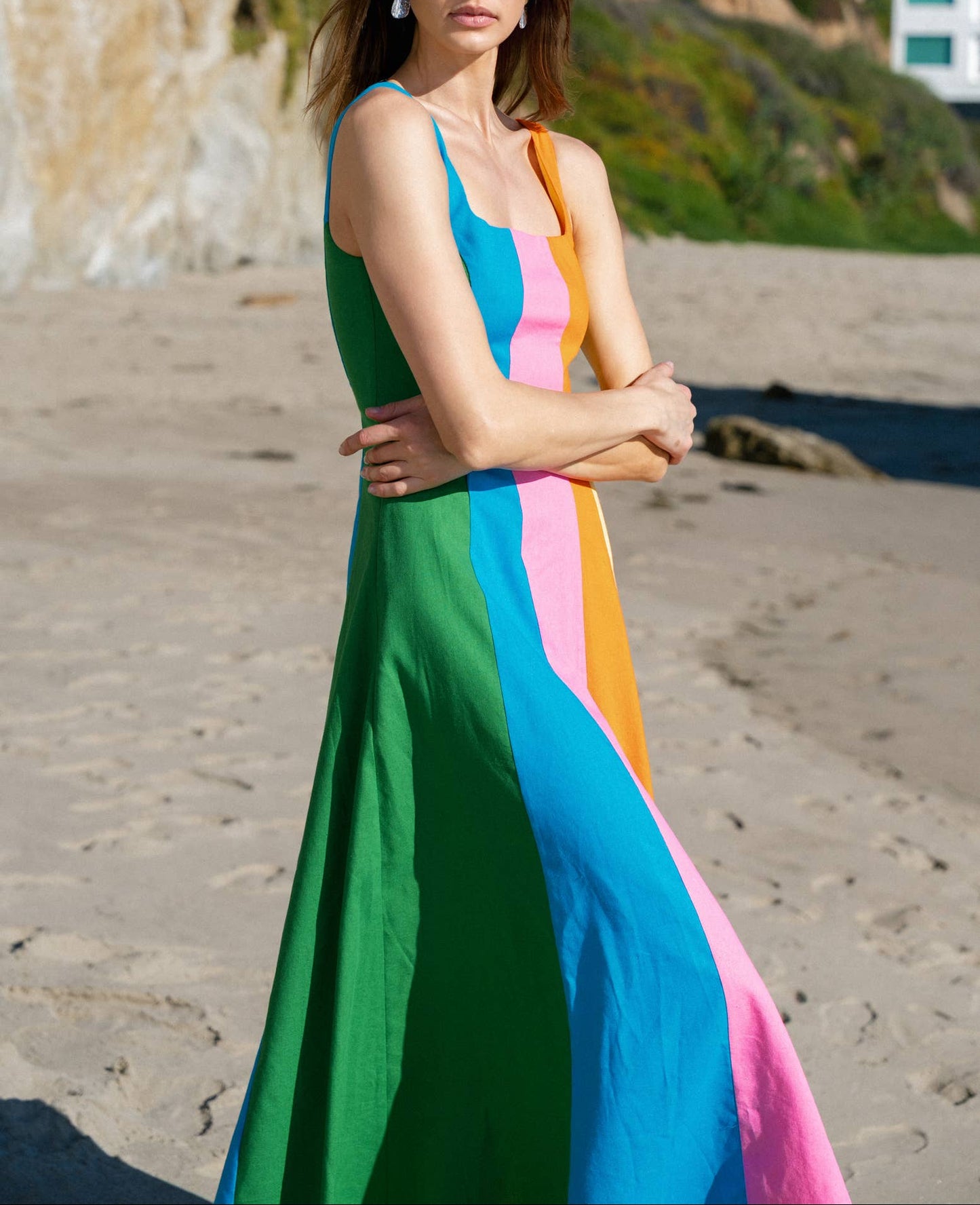Colorblock Stripe Maxi Dress
