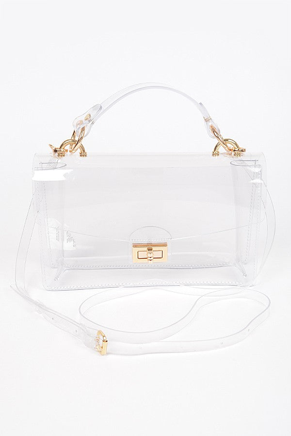 Instant Classic Metal Studded Flap Bag - Clear