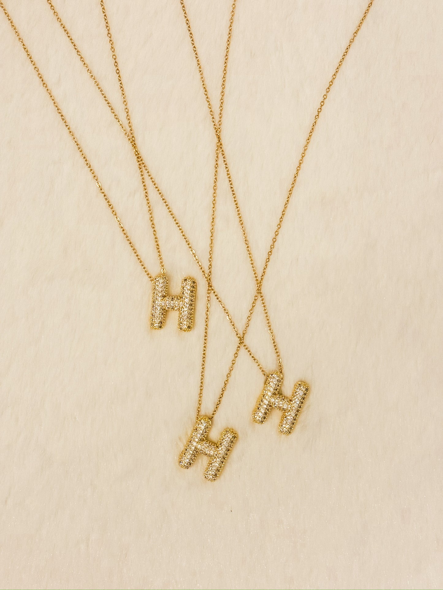 Bubble Rhinestone Initial Necklace