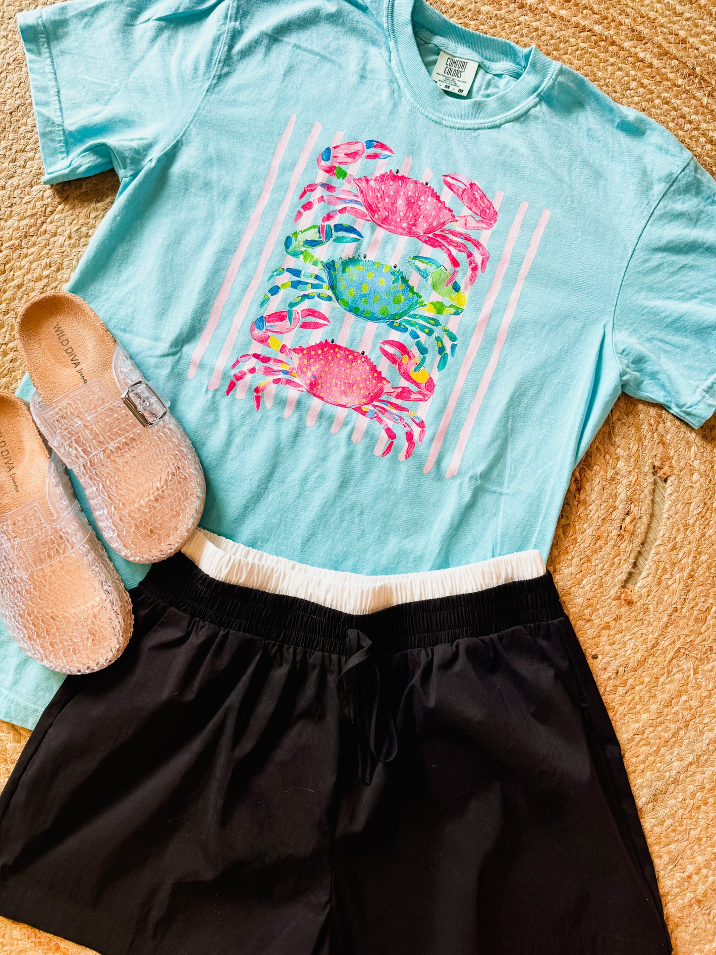 Striped Crab Graphic Tee - Lagoon Blue