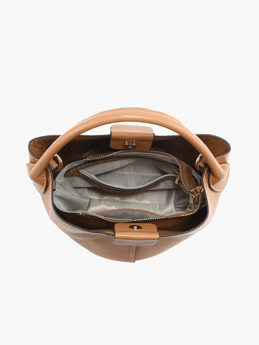 Jen & Co Farrah Bucket Bag w/ Top Handle & Inner Bag - Tan