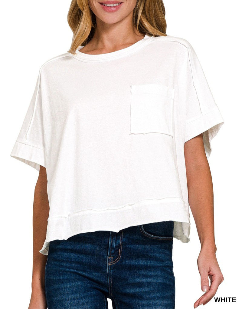 PRE ORDER Design 45 - Women's Crop Box Tee - White