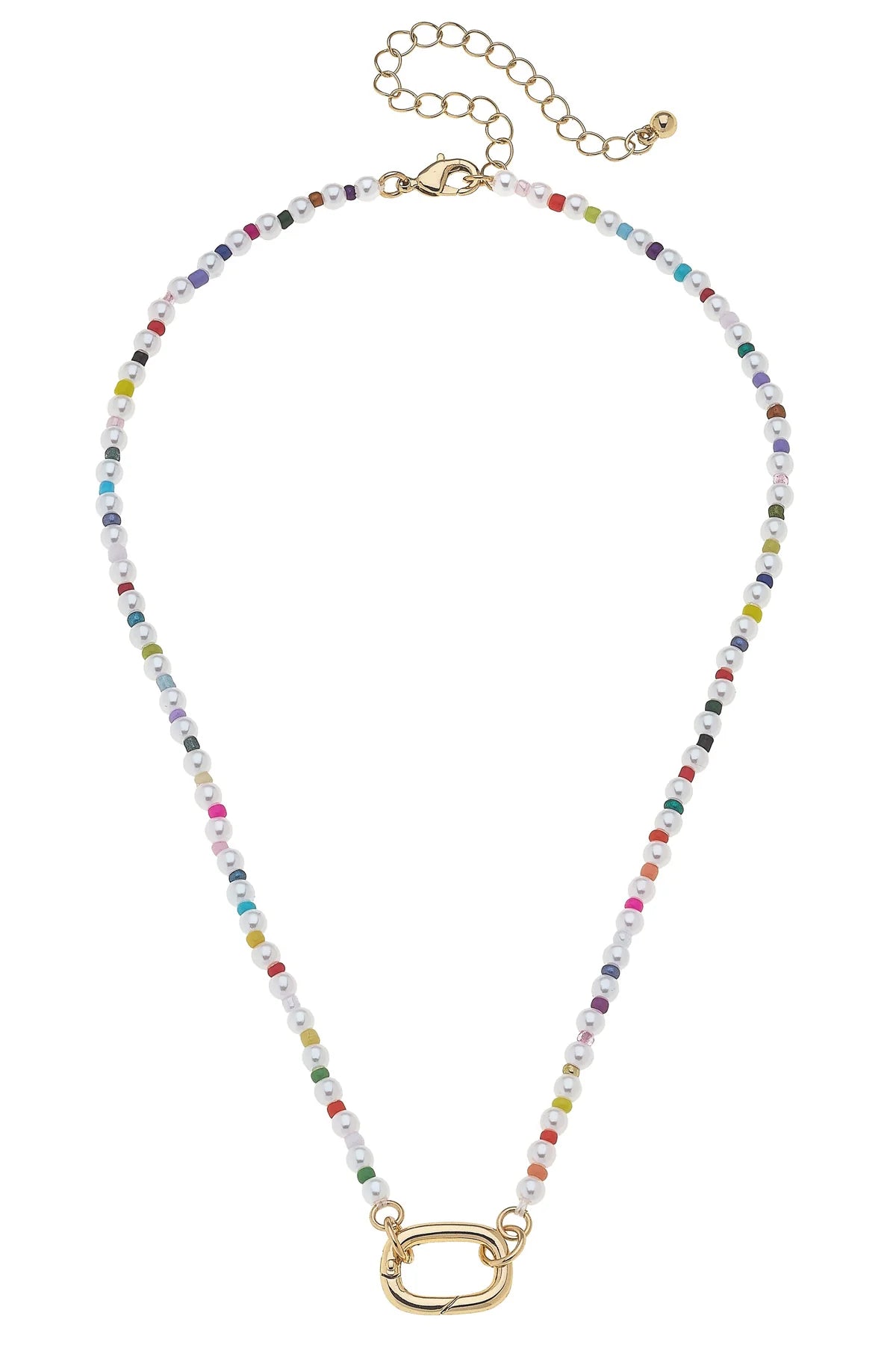 Mini Mazie Rainbow Pearl Charm Necklace Base in Ivory