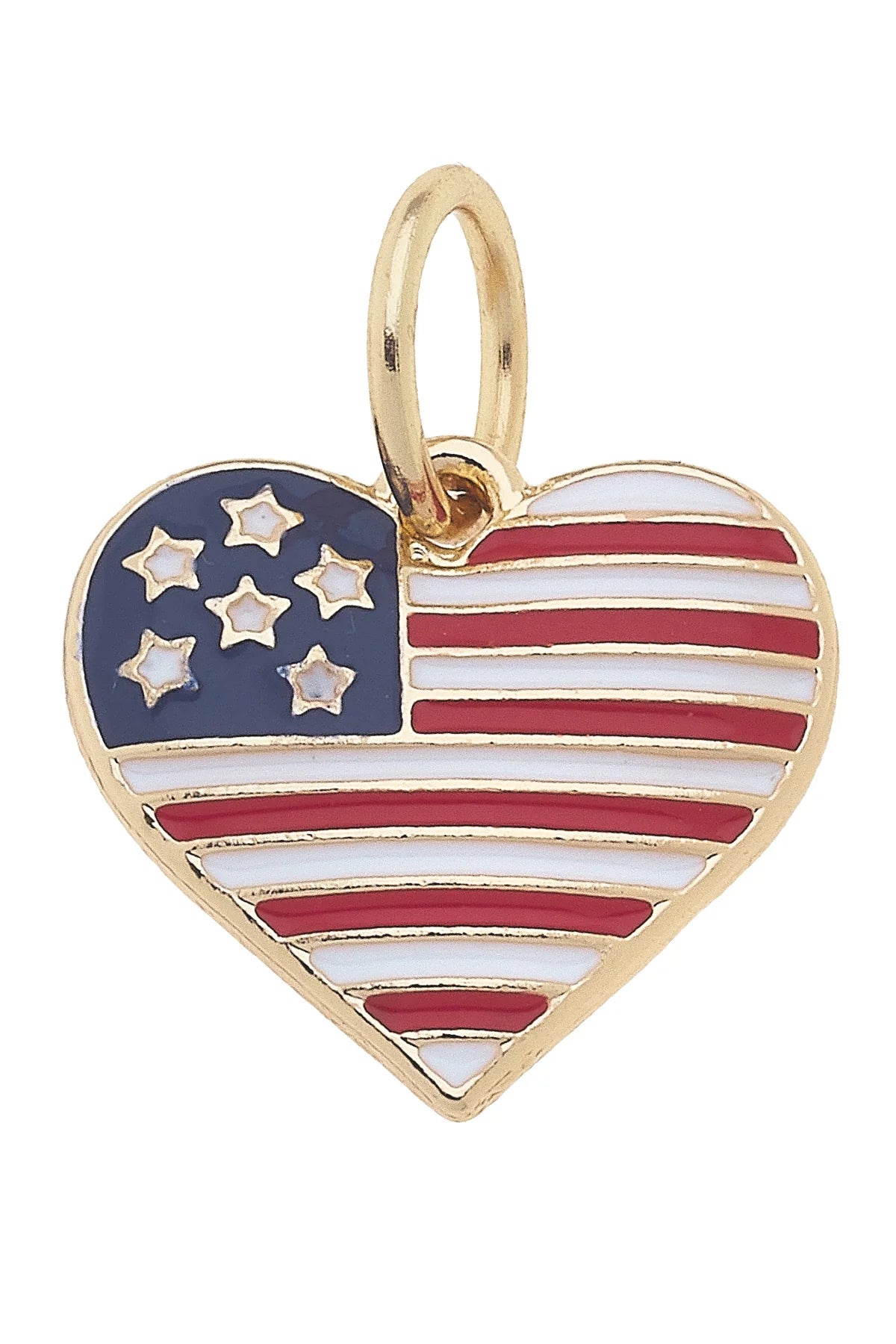 I Heart America Charm in Shiny Gold