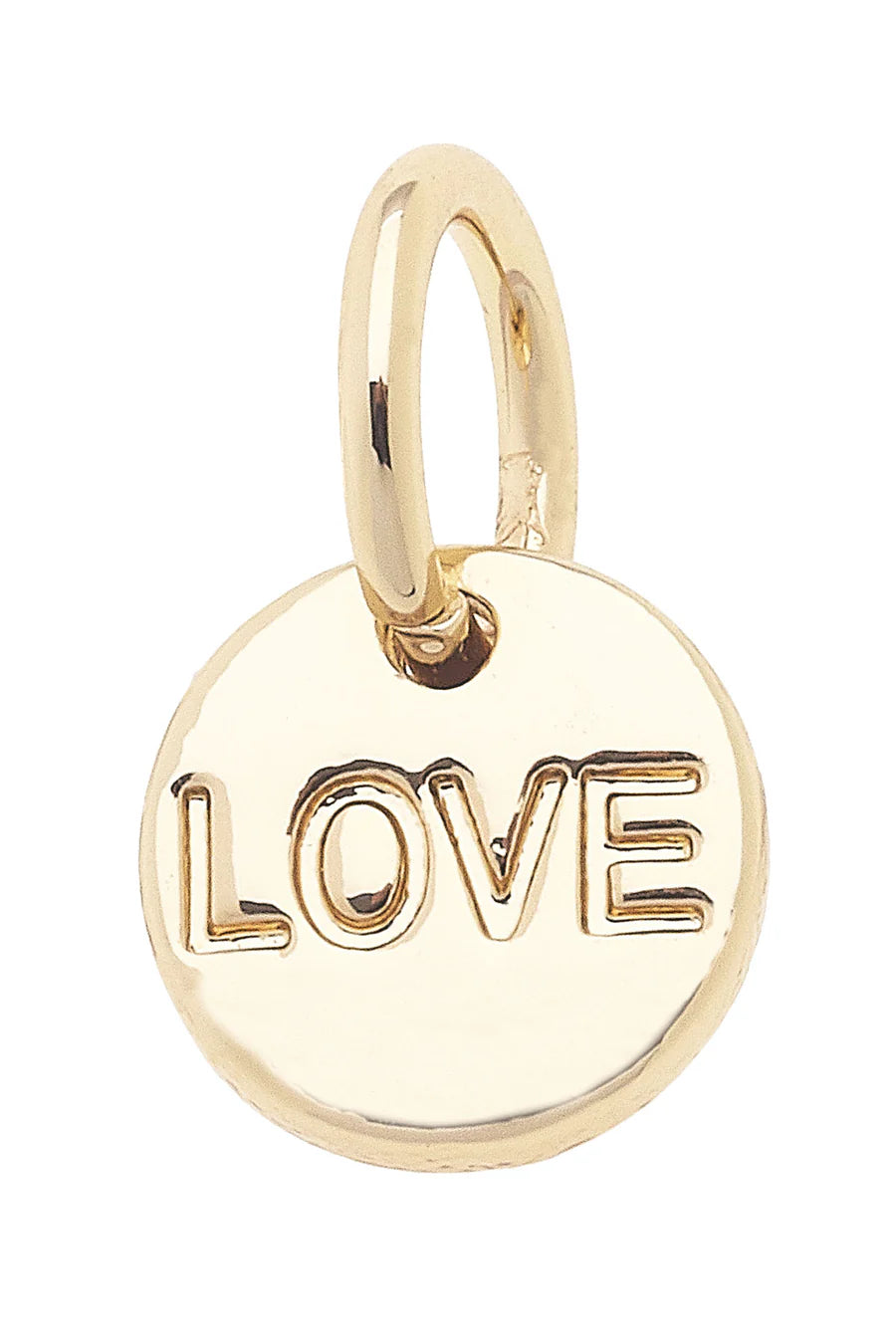 Love Mini Disc Charm In Shiny Gold