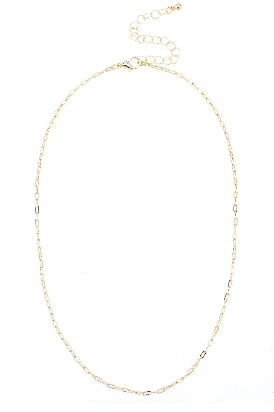 Natalia Micro Paperclip Chain Charm Necklace Base in Shiny Gold