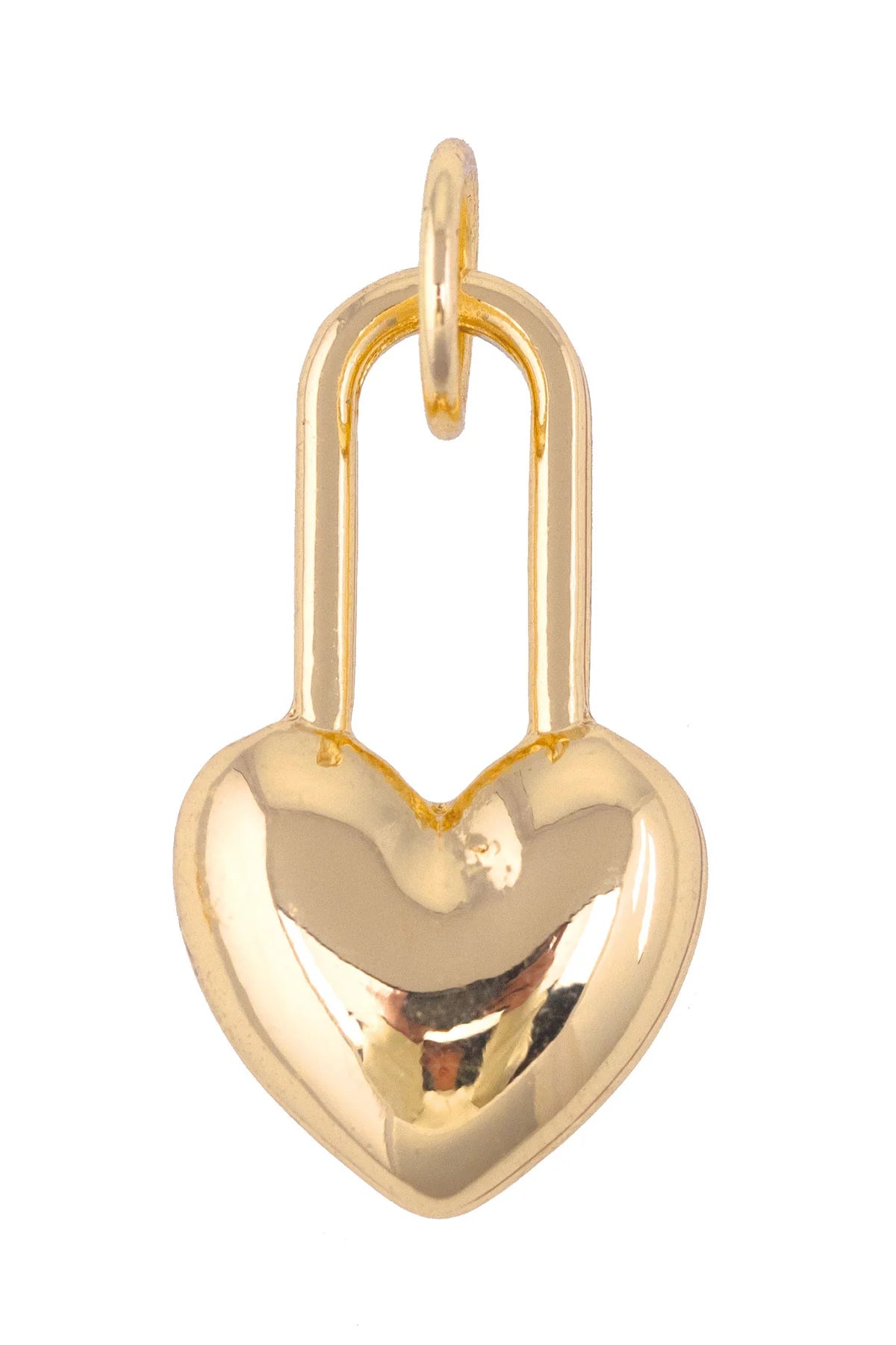 Heart Padlock Charm in Shiny Gold