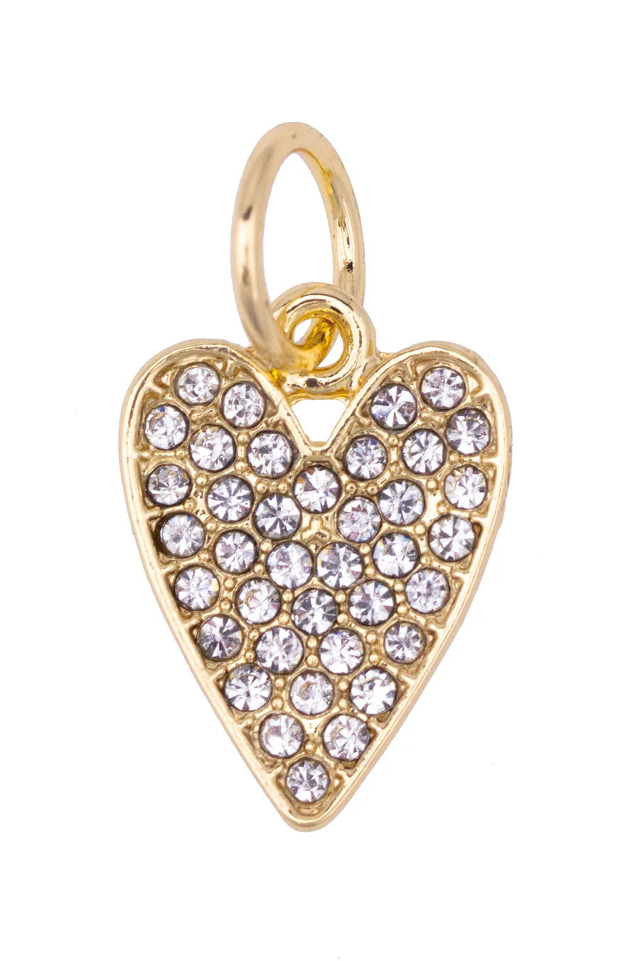 Pave Heart Charm in Shiny Gold