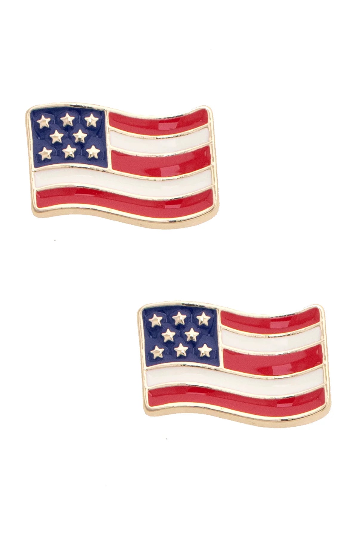 American Flag Enamel Stud Earrings in Red, White & Blue