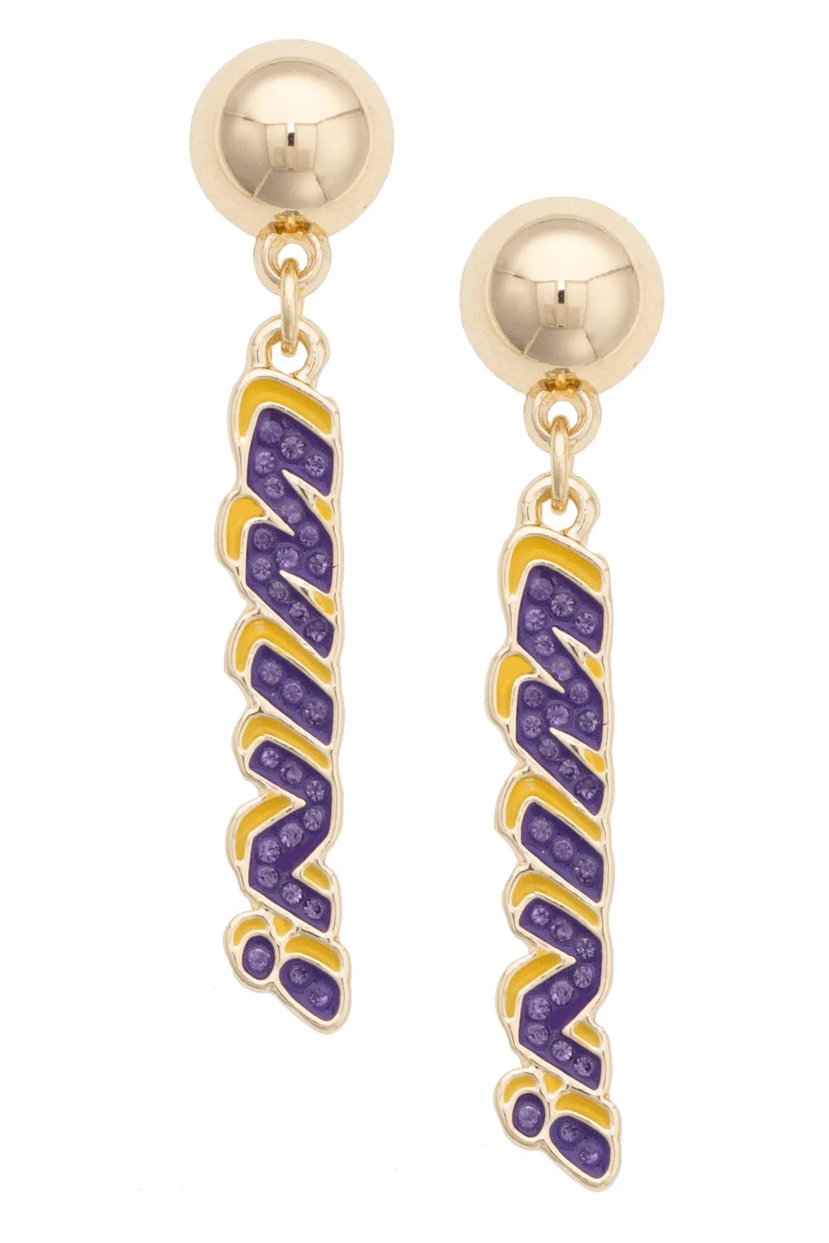 LSU Tigers Pave Outline Earrings - WIN