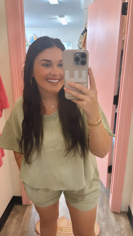 Ready To Go Boxy Shorts Set - Mineral Green