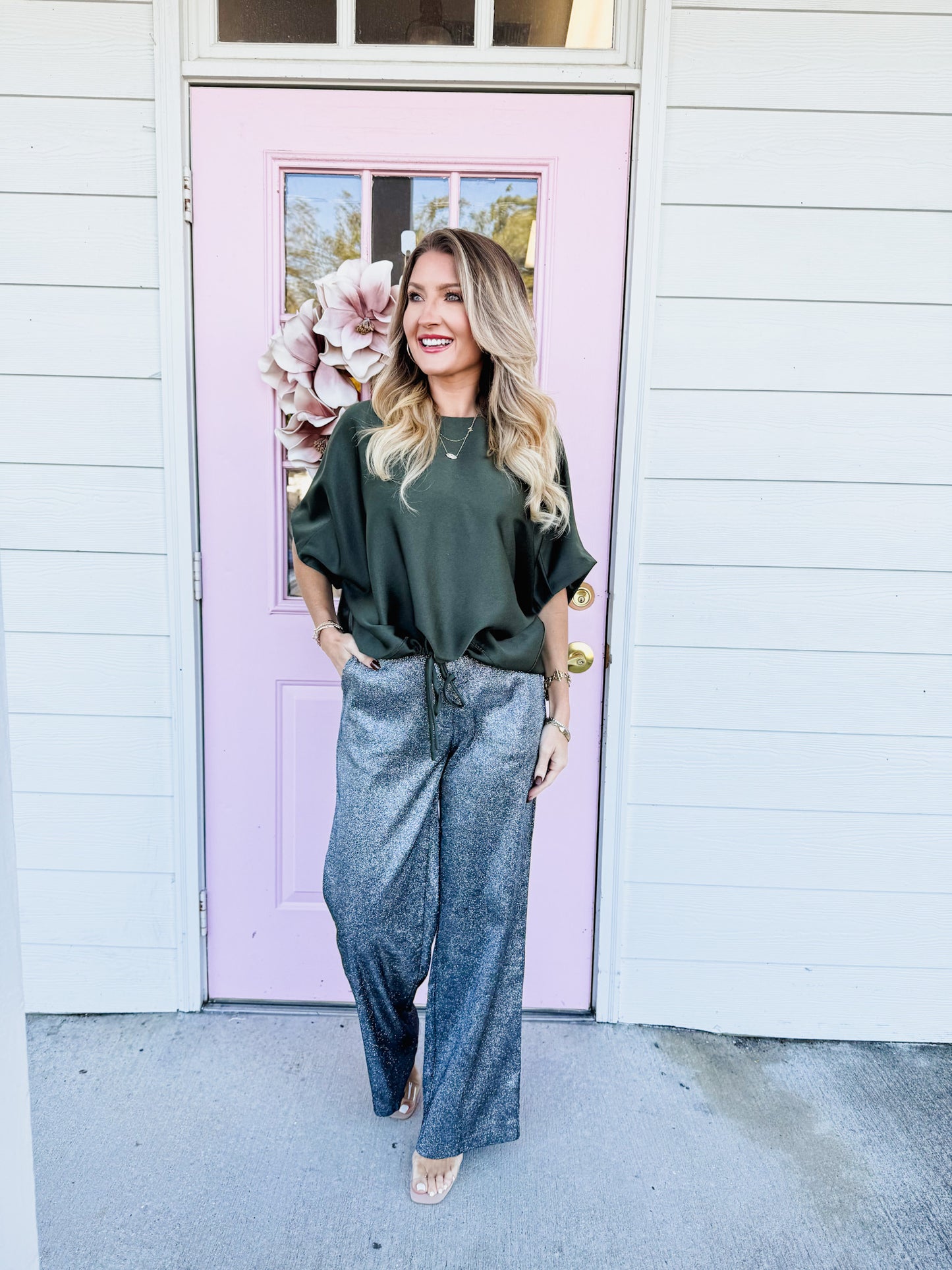 Another Love Bishop Elastic Waist Pants - Disco