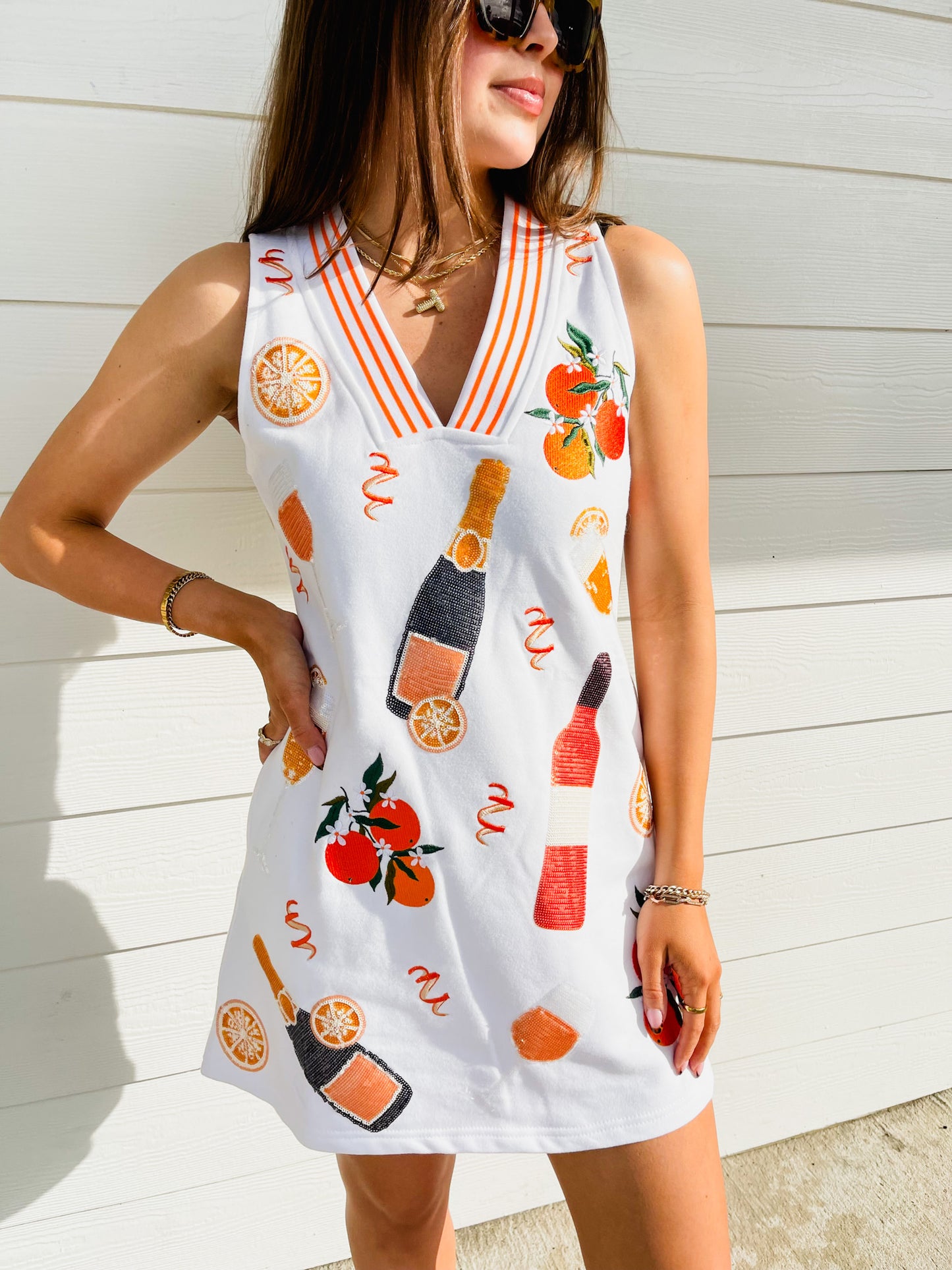 Queen Of Sparkles White Mimosa Icon Tank Dress