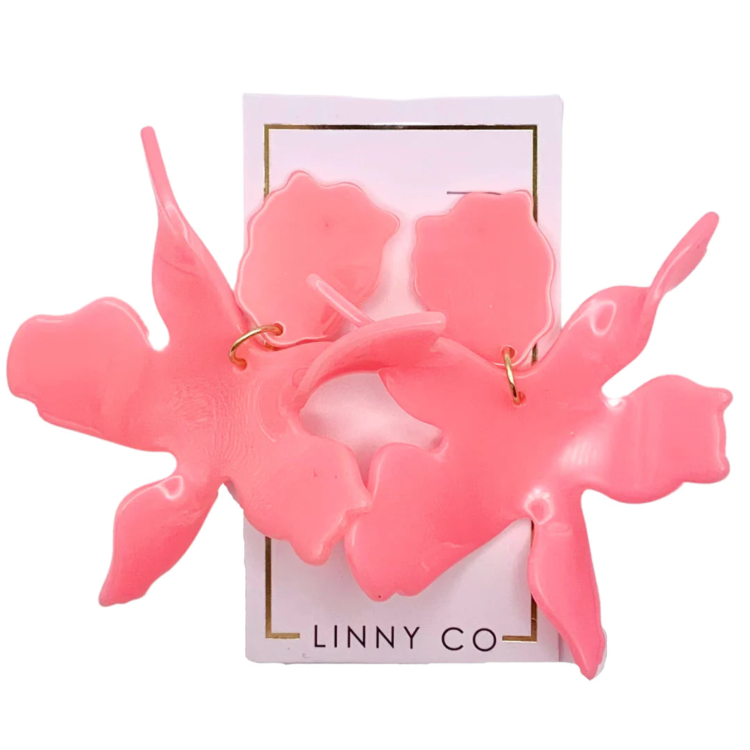 Flora Earrings - Bright Coral