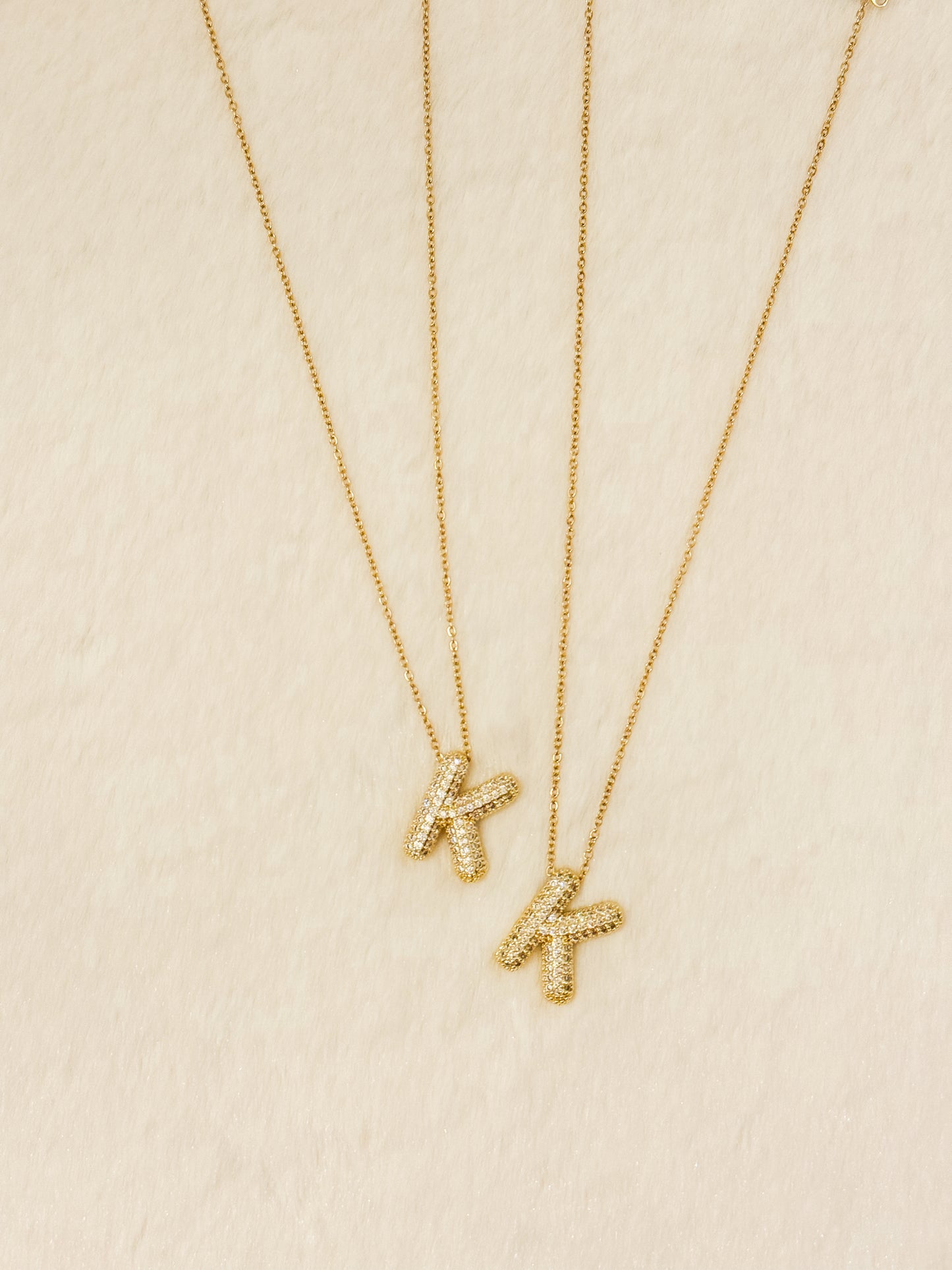 Bubble Rhinestone Initial Necklace