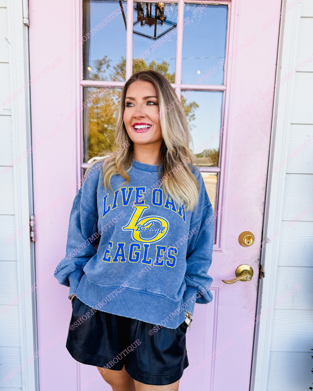 PRE-ORDER LO BASEBALL - DESIGN 3 - WOMEN'S ACID WASHED PULLOVER - BLUE GREY