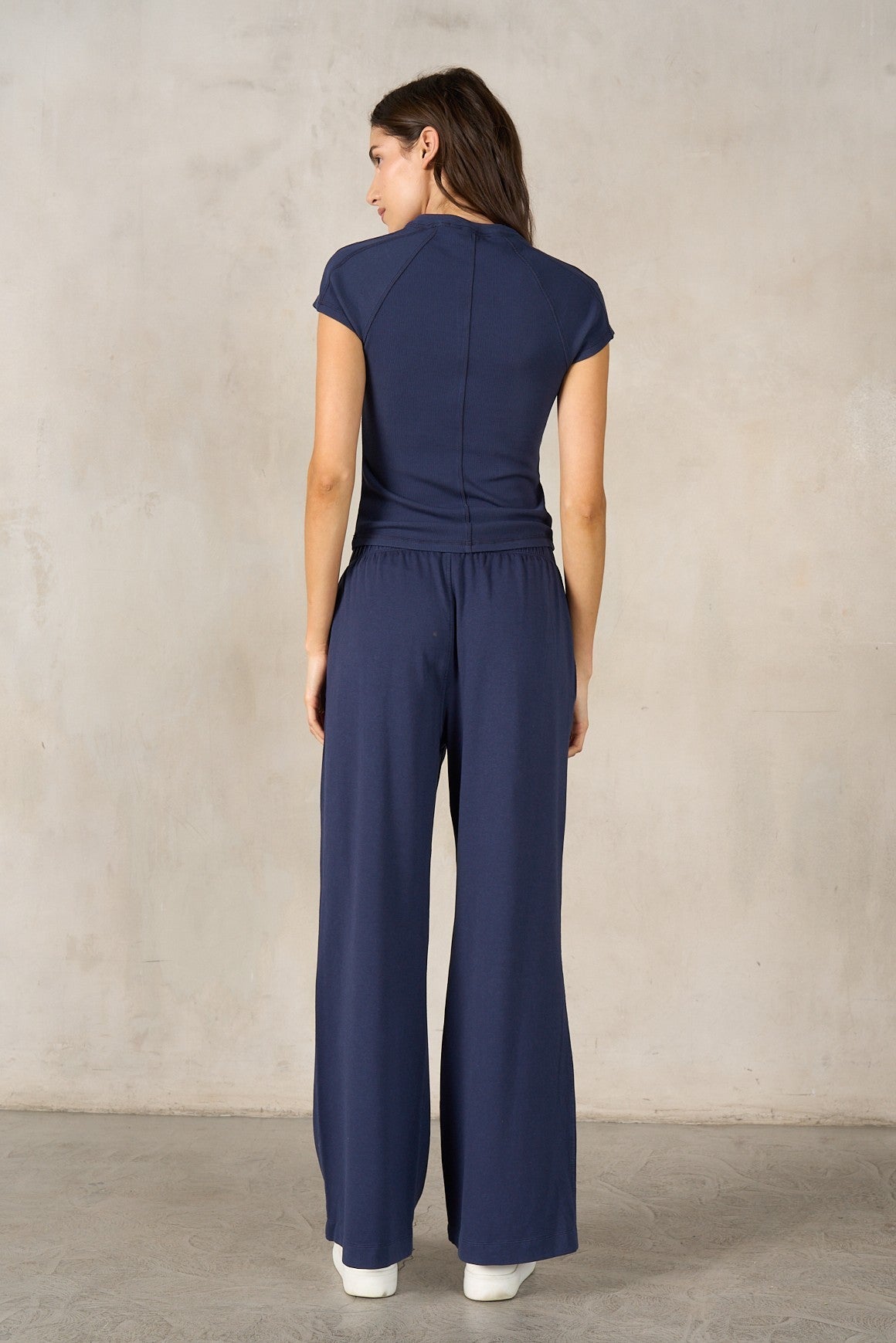 Big Fan Raglan Button Down Tee Pant Set - Navy