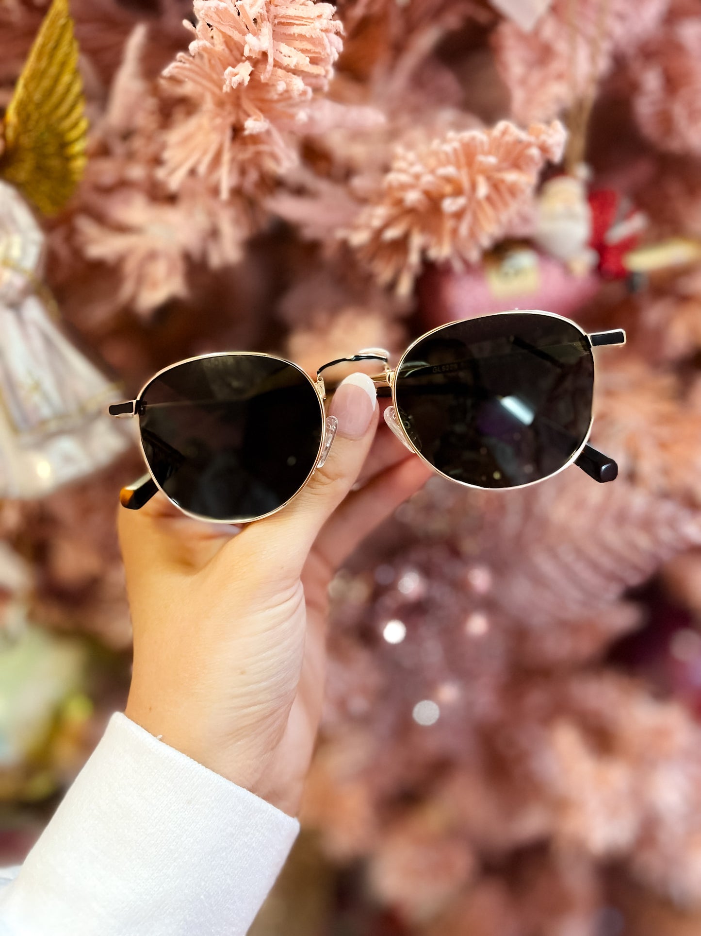 Gold Round Frame Polarized Sunglasses