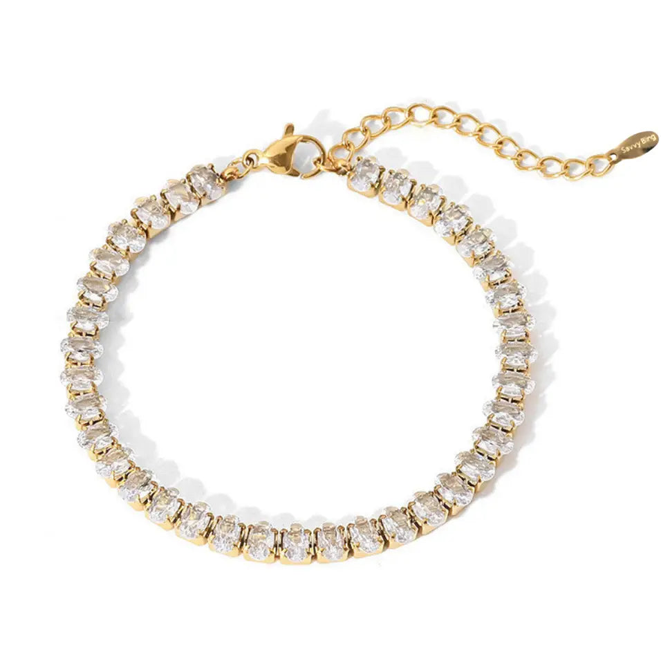 Oval Zircon Cz Precious Stone Bracelet