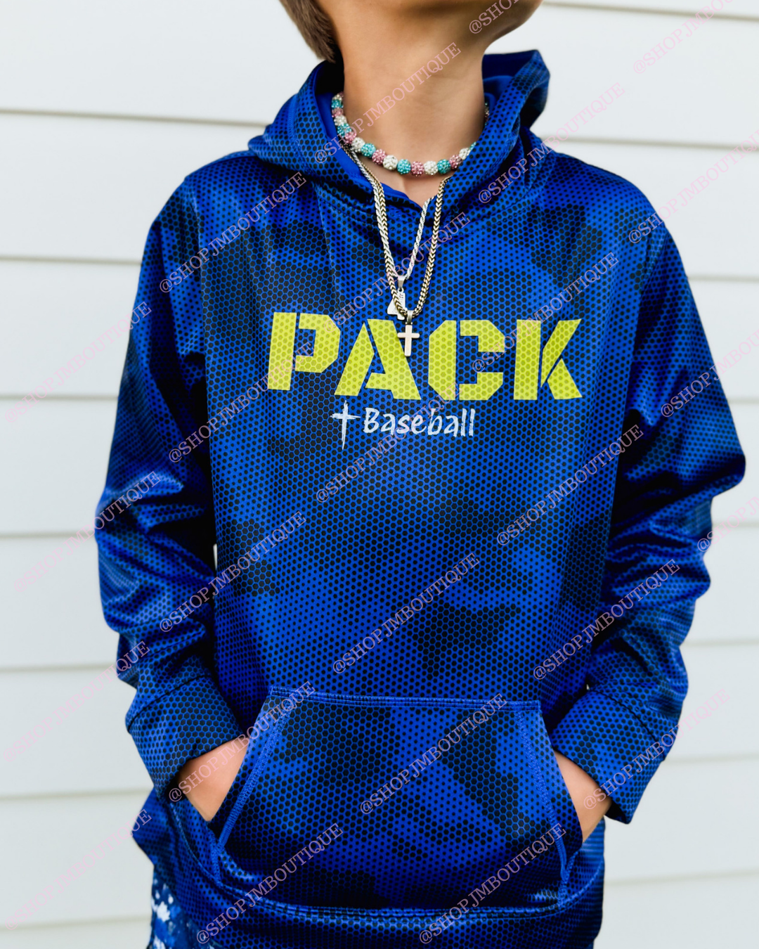 PRE ORDER Design 25 - Youth Camo Fleece Hoodie - True Royal