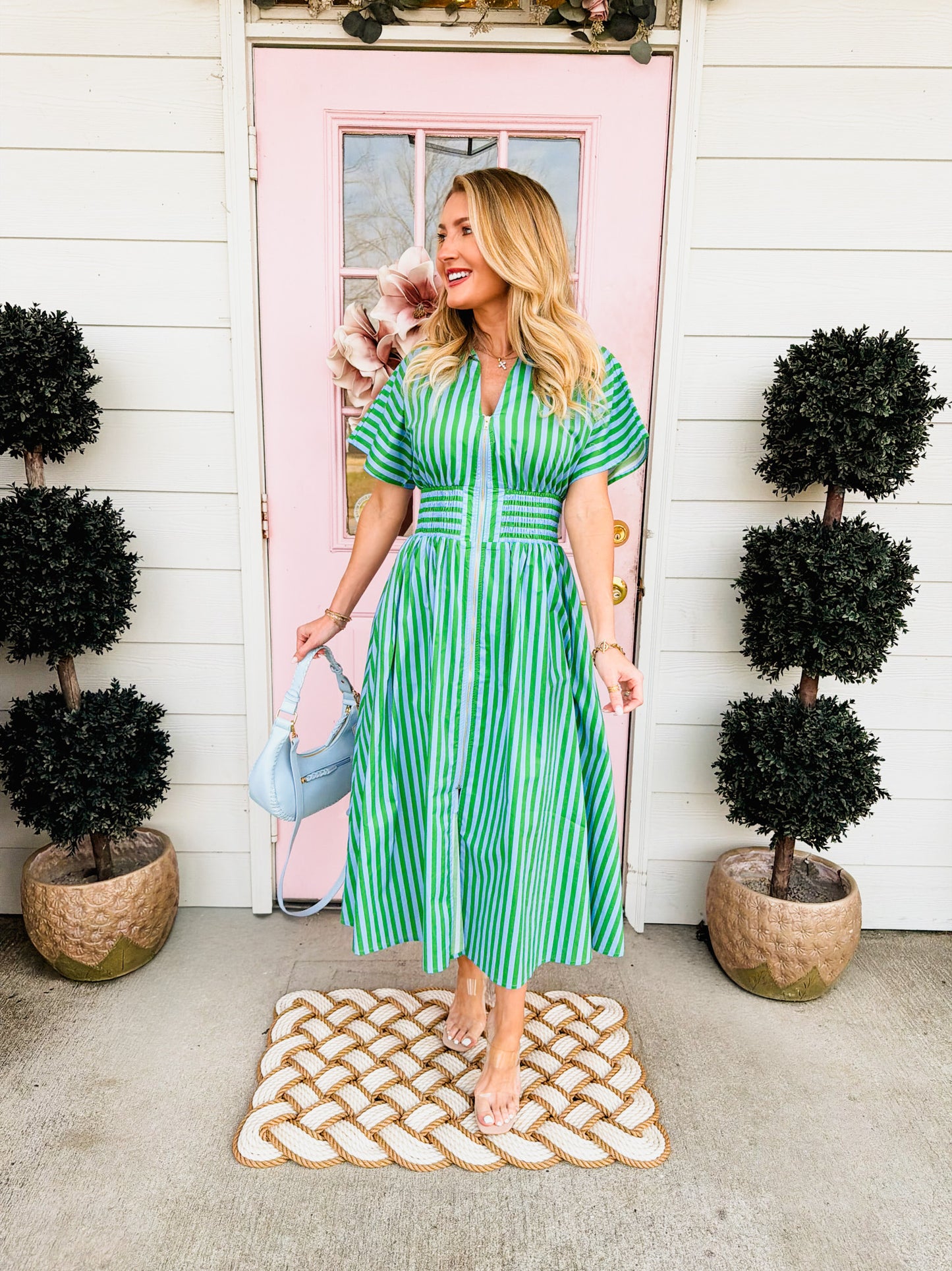Lucky You Striped Maxi Dress - Green