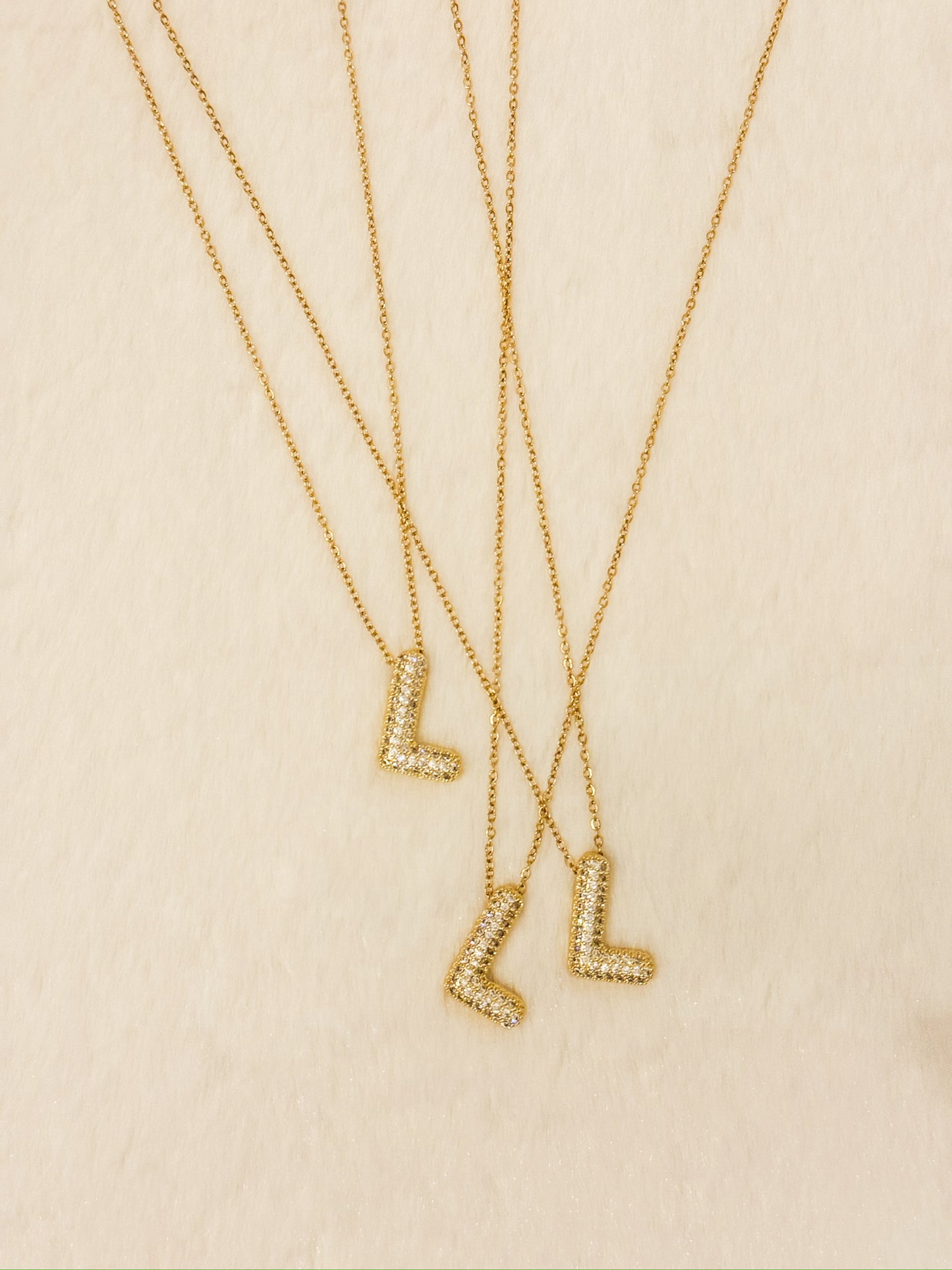 Bubble Rhinestone Initial Necklace