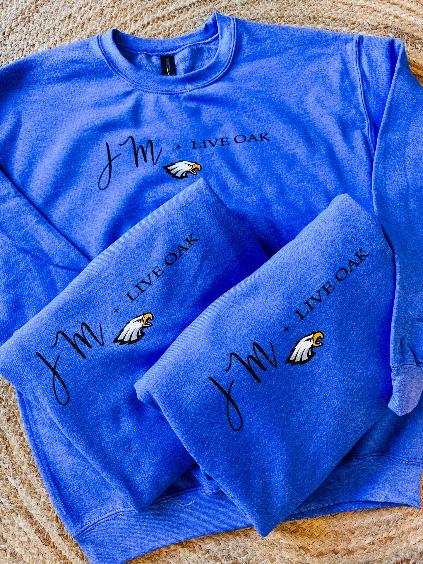 JM + LIVE OAK Adult Sweatshirt - Heathered Royal
