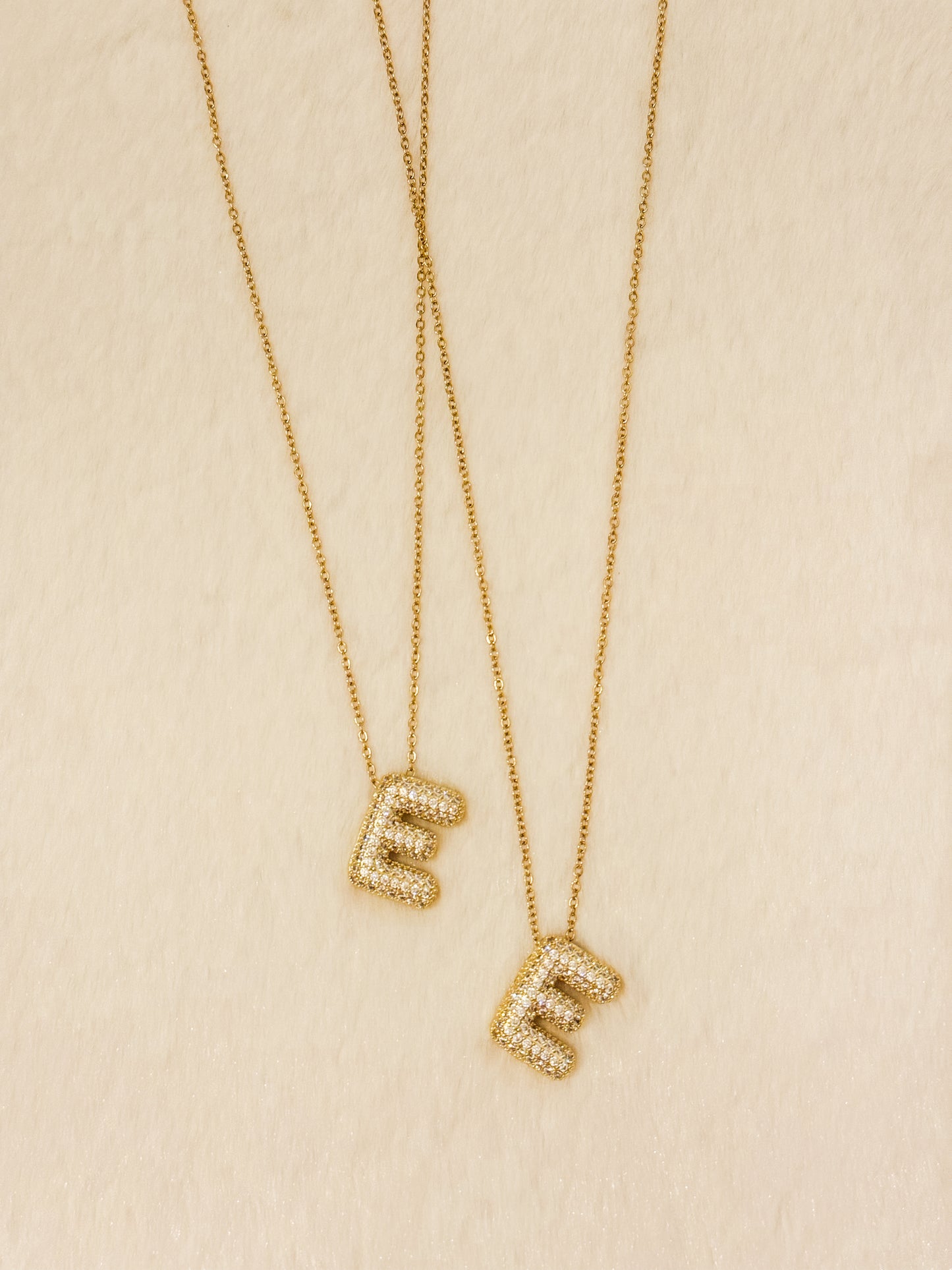 Bubble Rhinestone Initial Necklace