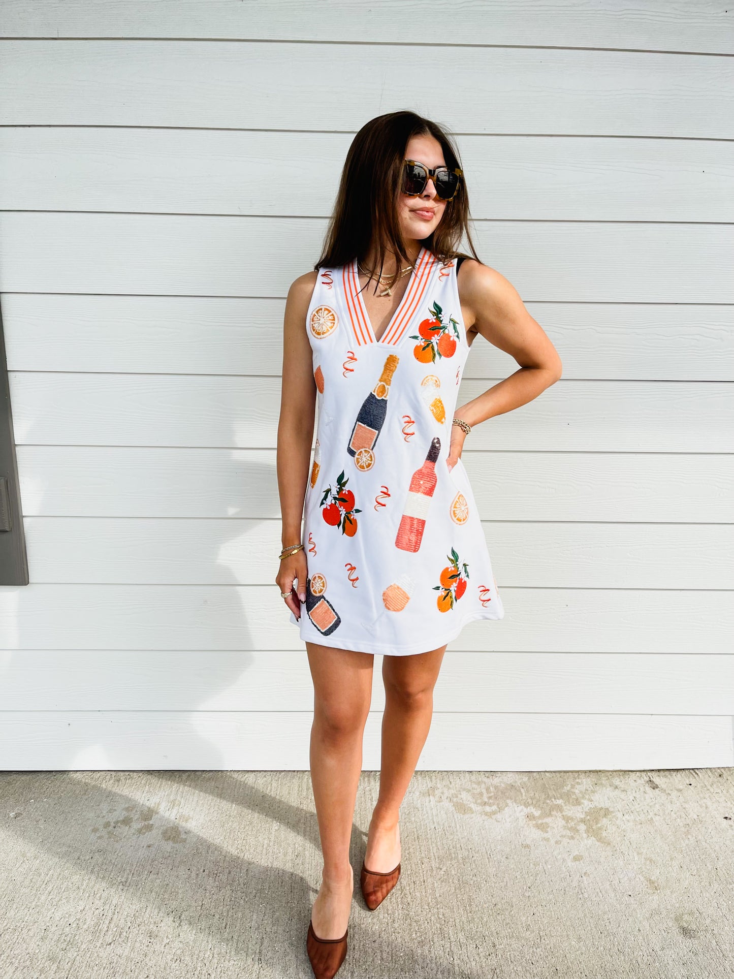 Queen Of Sparkles White Mimosa Icon Tank Dress