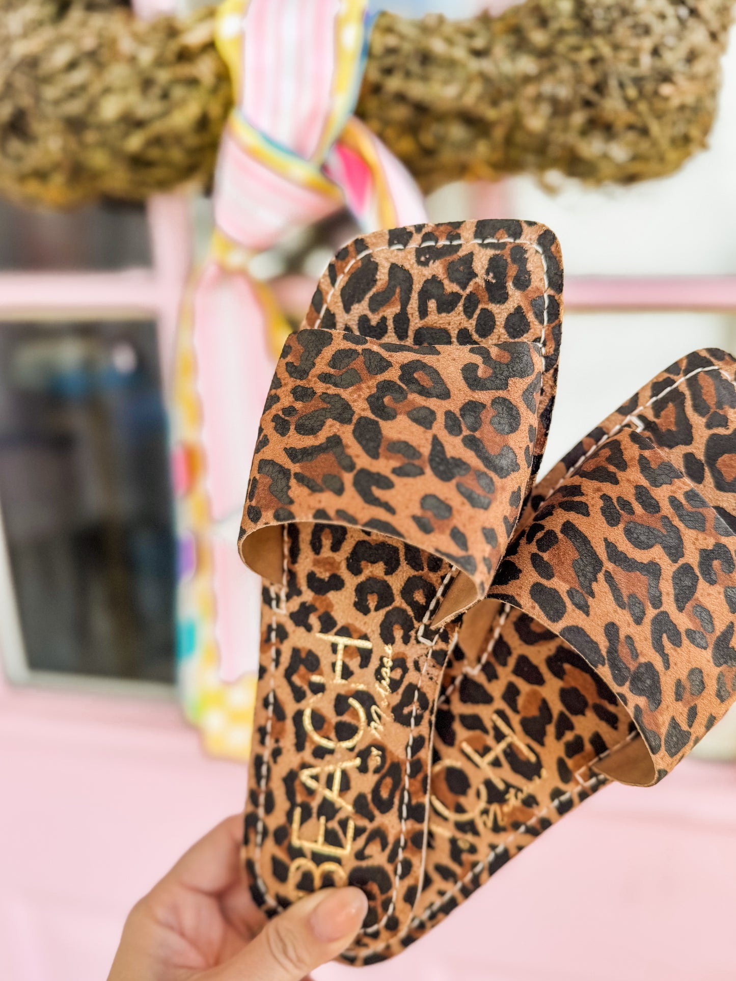 Beach Bali Slide Sandal - Tan Leopard