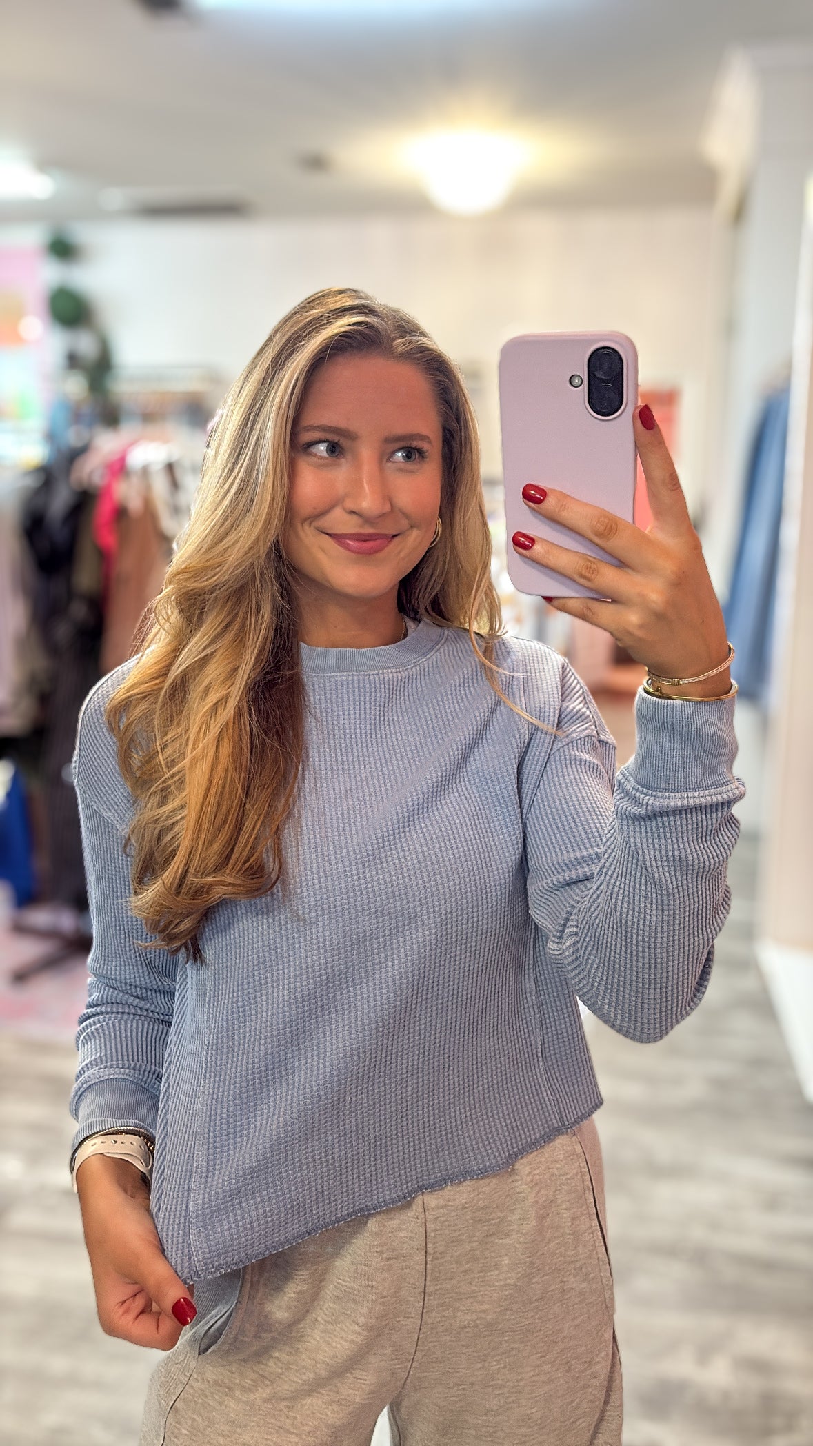 Z Supply Angel Mini Thermal Top - Washed Indigo