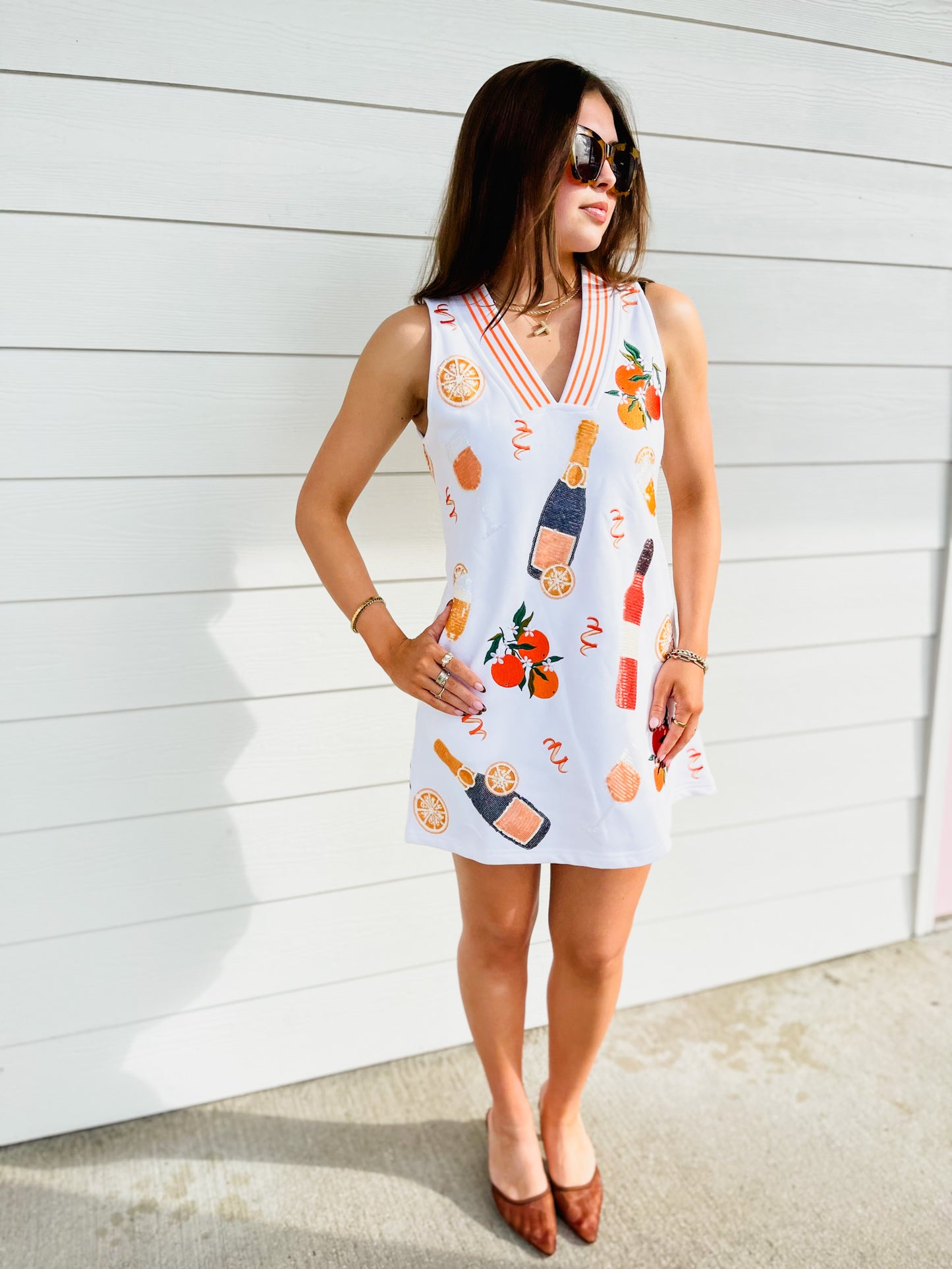 Queen Of Sparkles White Mimosa Icon Tank Dress