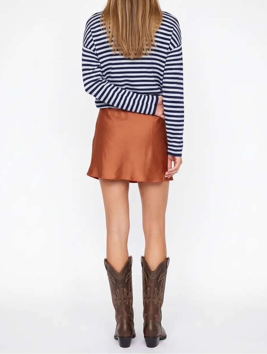 Hang On Satin Elastic Waist Skort - Espresso