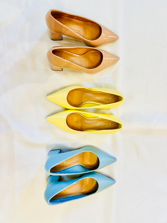 Starlike-06 Low Block Pointy Toe Pump - Yellow