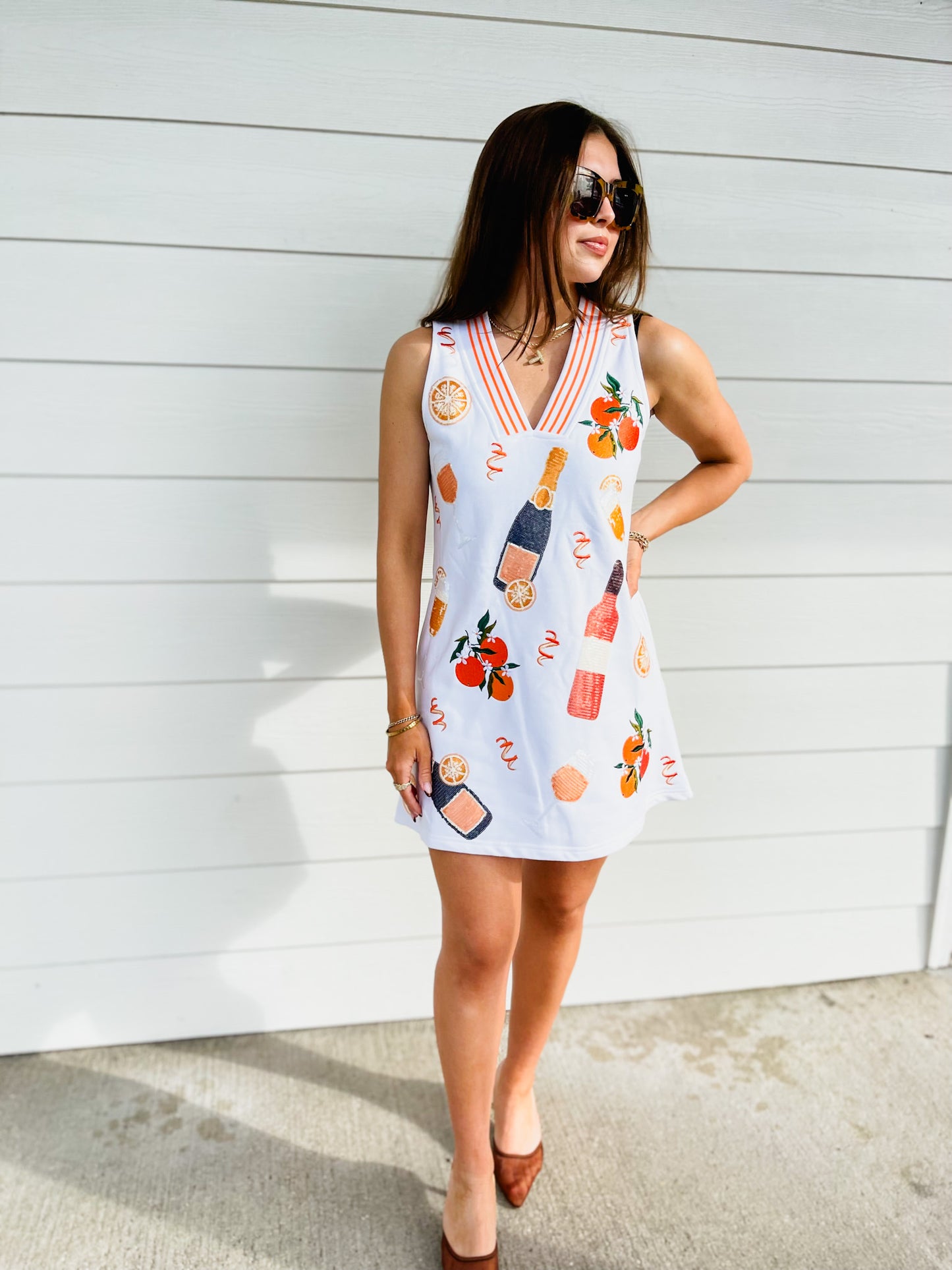 Queen Of Sparkles White Mimosa Icon Tank Dress