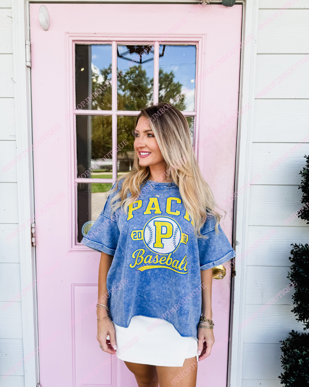 PRE-ORDER Design 17 - Women's Acid Washed Tee - Classic Blue