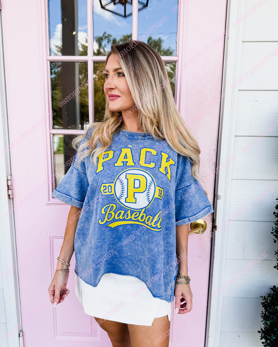 PRE-ORDER Design 17 - Women's Acid Washed Tee - Classic Blue