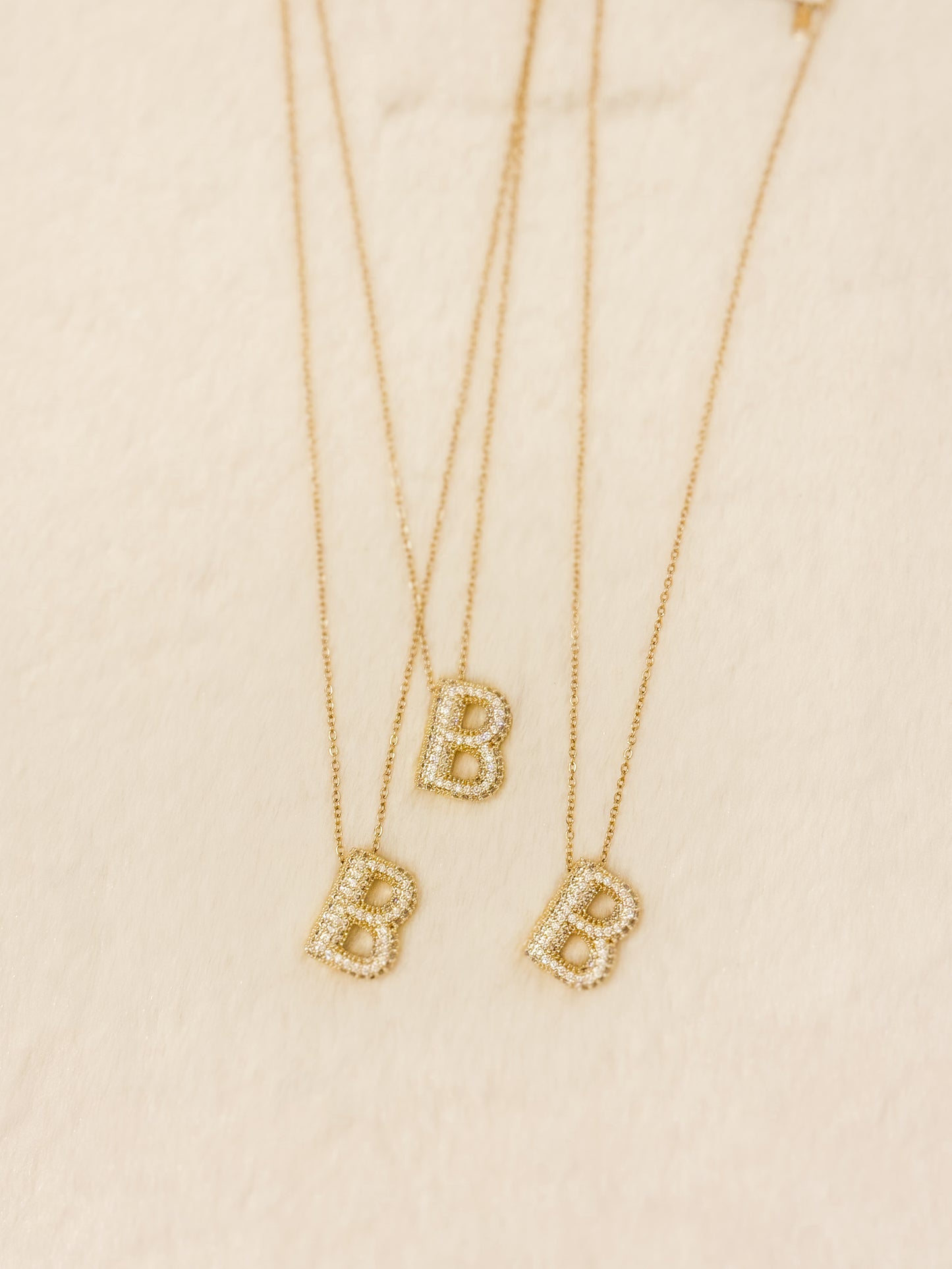 Bubble Rhinestone Initial Necklace