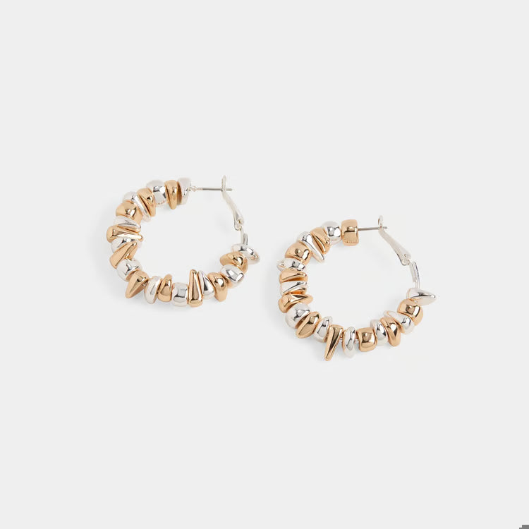 Whispers Jagged Bead Hoop - Mixed Metal