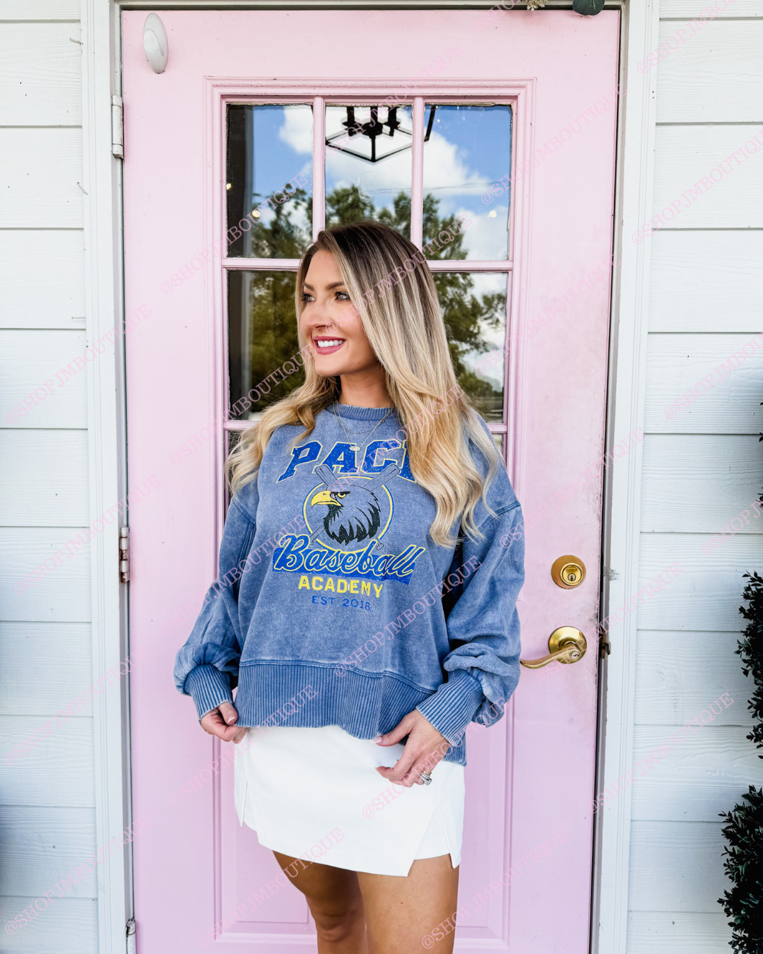 PRE-ORDER Design 18 - Women's Acid Wash Pullover - Dusty Blue