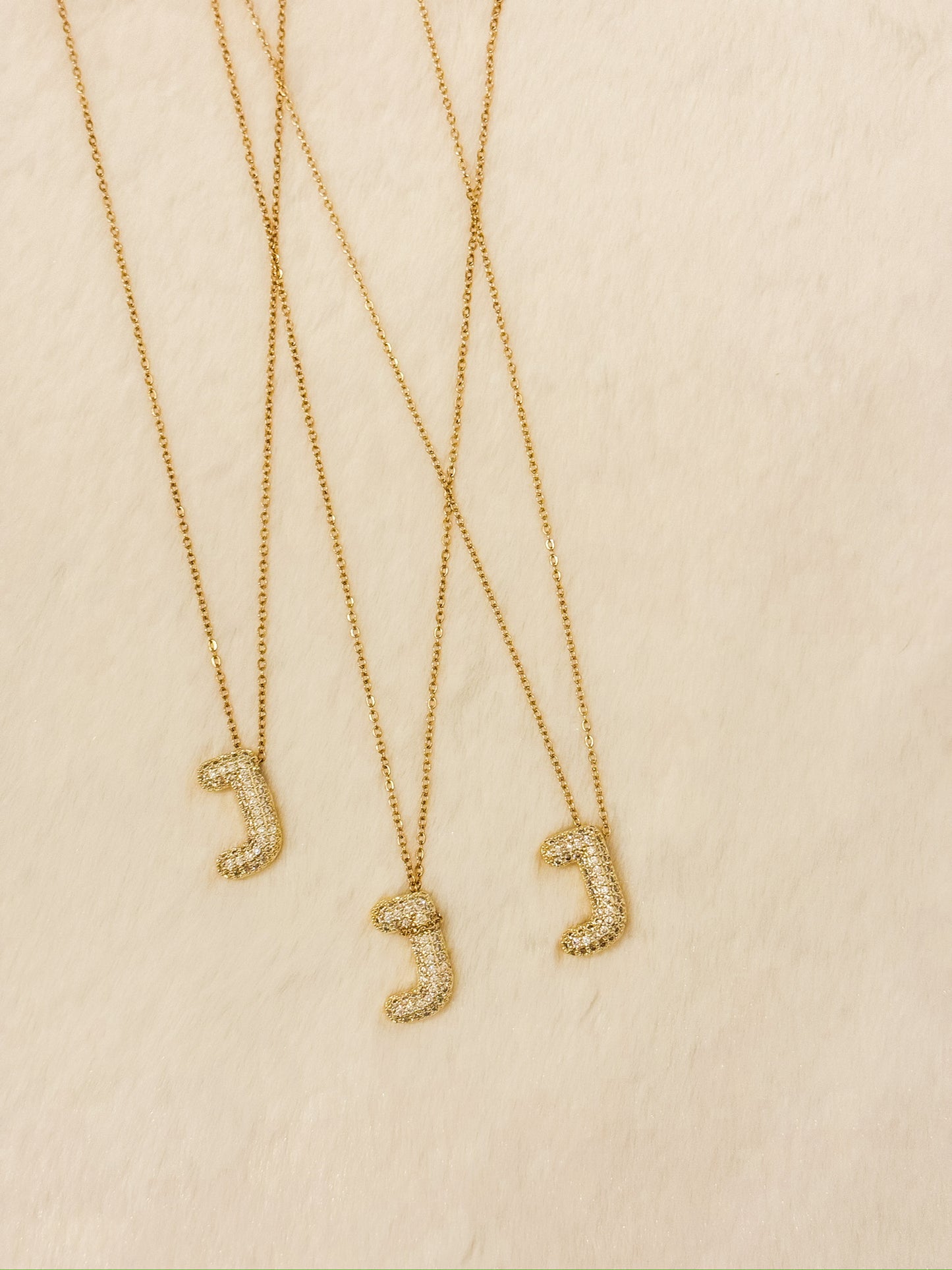 Bubble Rhinestone Initial Necklace
