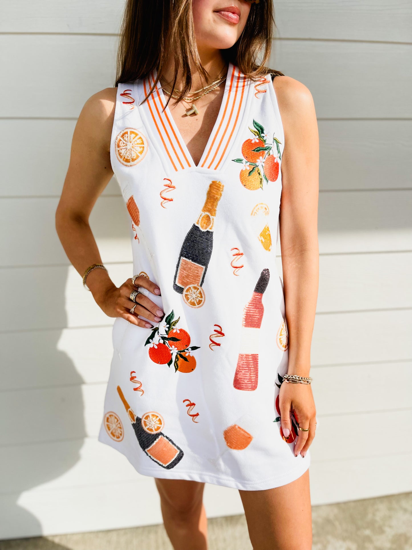 Queen Of Sparkles White Mimosa Icon Tank Dress