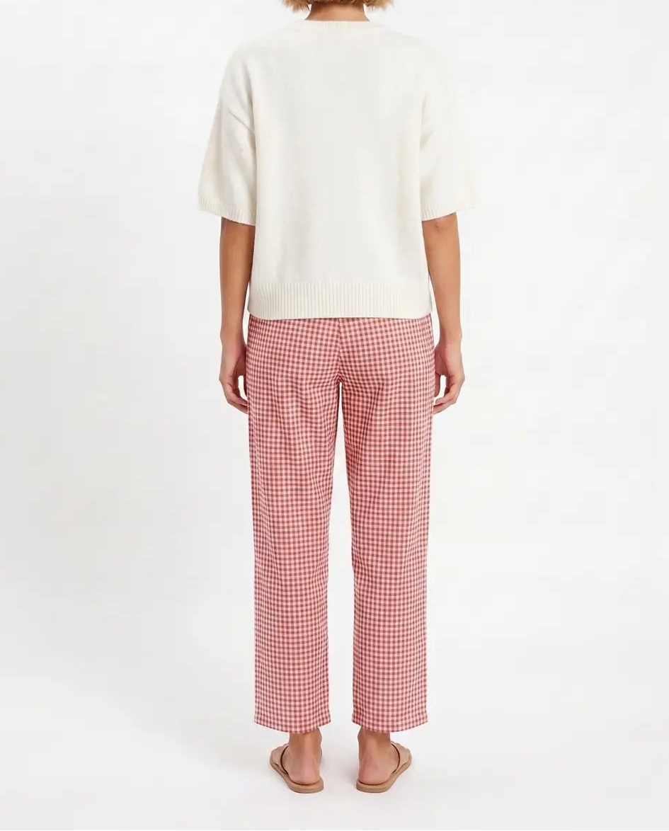 Match Up Short Sleeve BUtton Up Cardigan with Mallard Motif - Cream
